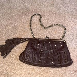 vintage Saks Fifth Avenue midnight black embossed vinyl mini bag